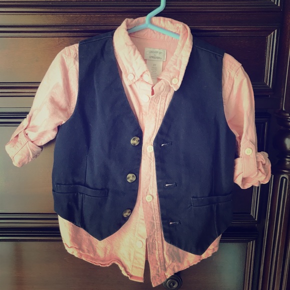 Gymboree Other - Gymboree shirt & vest - pink linen & navy chino